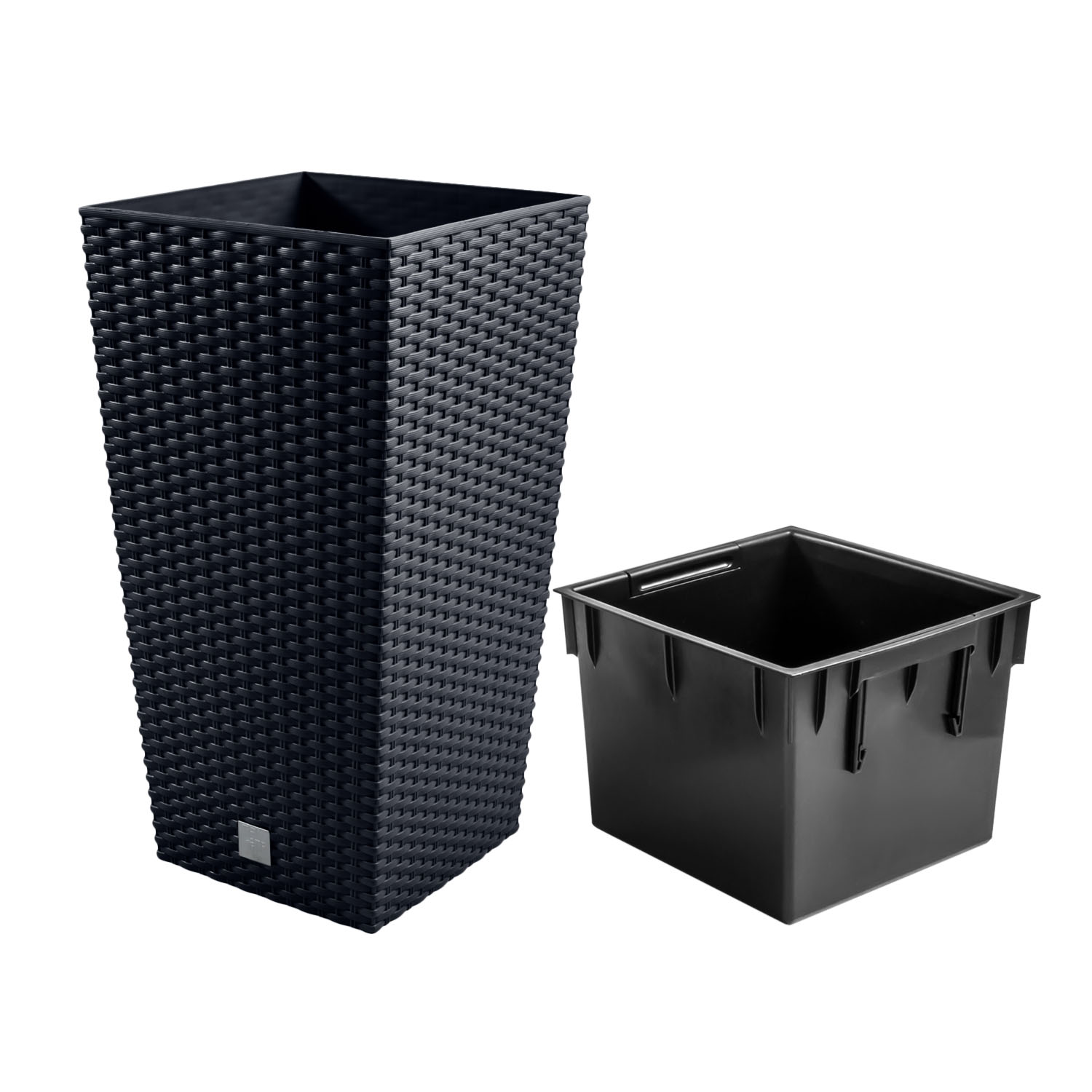 Prosperplast kvetináč 28,7 cm x 28,7 x 55 cm priemer 1 cm plast odtiene sivej a striebornej + Vložka do štvorcových kvetináčov IPWKS300